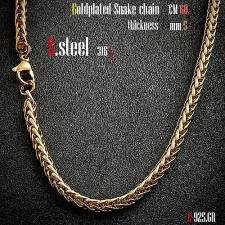 Snake Chain / 60 CM / 5 MM / 14 K Goldplated